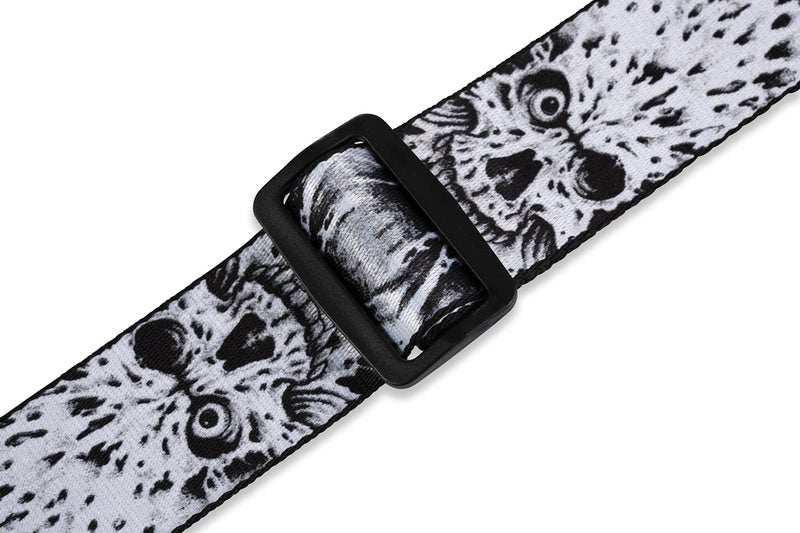 Levy's Leathers 2" Polyester Guitar Strap with Printed Design, Garment Leather Ends and Tri-glide Adjustment; Black and White Skulls (MP-16) - Image 3